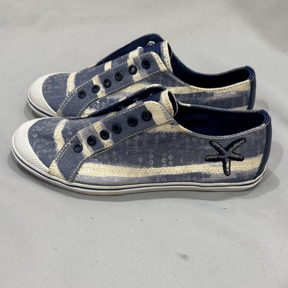 Coach Blue and Cream Slip-On Sneakers - Picture 6 of 10